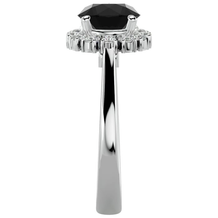 2 1/3 Carat Halo Black Moissanite Engagement Ring In 14 Karat White Gold