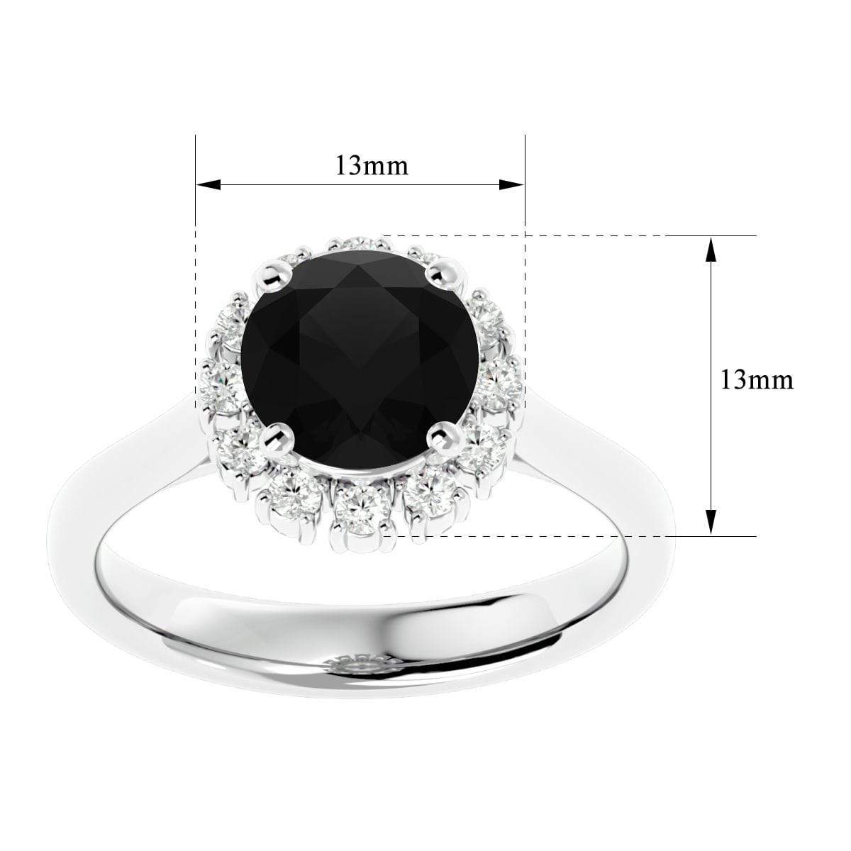 2 1/3 Carat Halo Black Moissanite Engagement Ring In 14 Karat White Gold