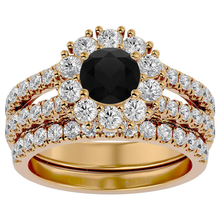 4 1/2 Carat Black Moissanite Bridal Set In 14 Karat Yellow Gold