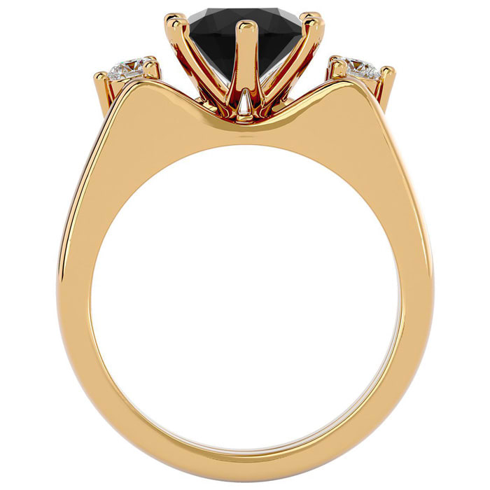 2 Carat Black Moissanite Solitaire Ring With 1/5 Carat Enhancer In 14 Karat Yellow Gold