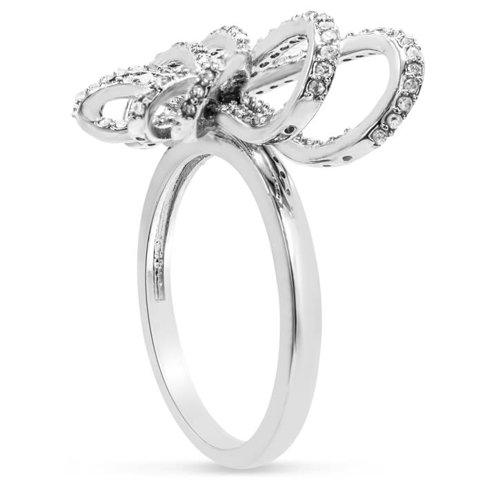 Nearly 1/2 Carat Diamond Bow Cocktail Ring. Wonder High Off The Finger Style With Amazing Fiery Diamonds!