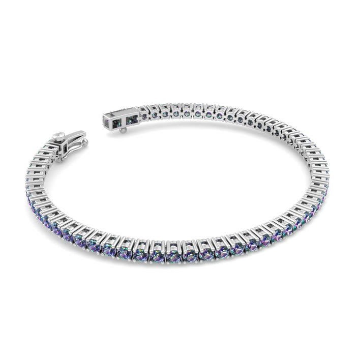 5 1/4 Carat Mystic Topaz Tennis Bracelet In 14 Karat White Gold, 7 Inches
