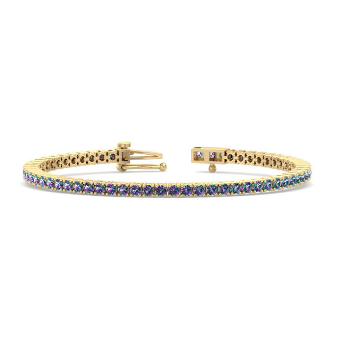 5 1/2 Carat Mystic Topaz Tennis Bracelet In 14 Karat Yellow Gold, 7 1/2 Inches