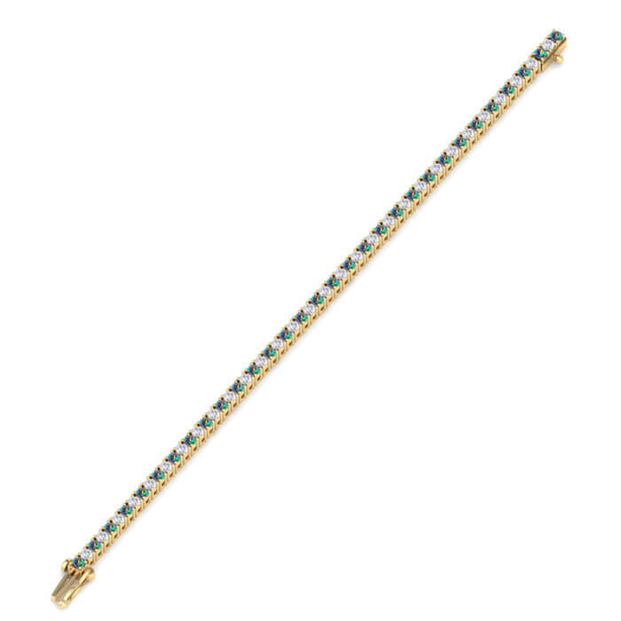 5 Carat Mystic Topaz And Diamond Tennis Bracelet In 14 Karat Yellow Gold, 7 1/2 Inches
