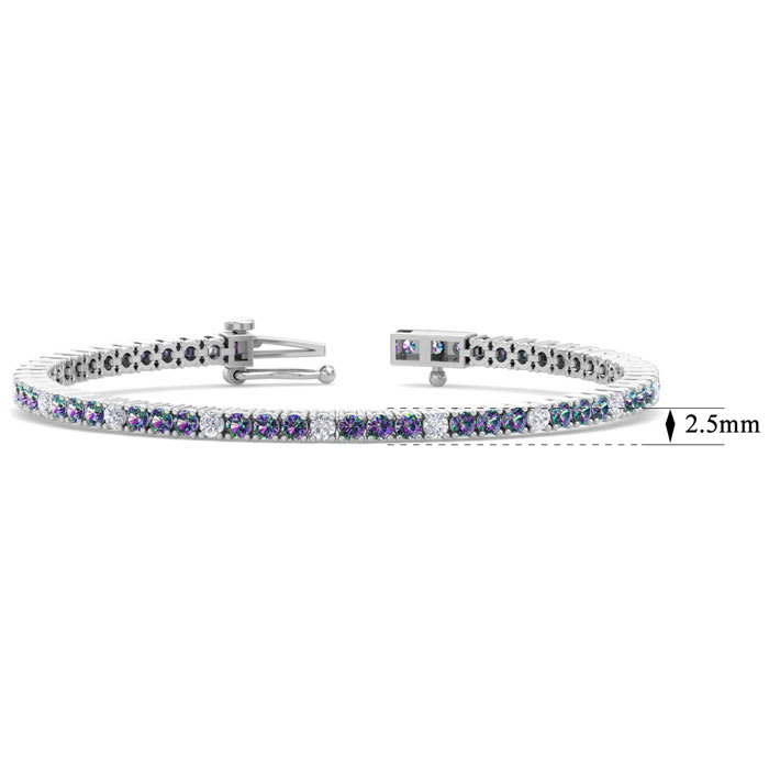 5 Carat Mystic Topaz And Diamond Alternating Tennis Bracelet In 14 Karat White Gold, 7 Inches
