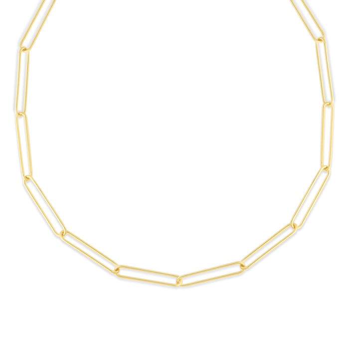 14 Karat Yellow Gold Wire Paperclip Chain Necklace, 18 Inches