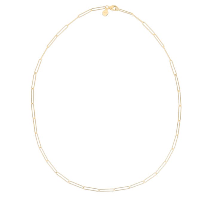 14 Karat Yellow Gold Wire Paperclip Chain Necklace, 18 Inches