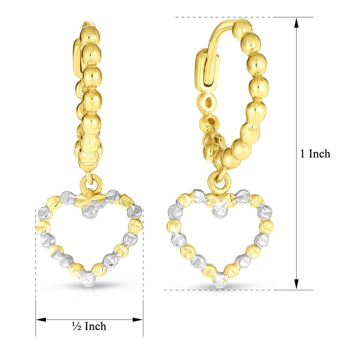 14K Yellow Gold (1.8 g) Heart Chain Drop Earrings, 2 Inches by SuperJeweler
