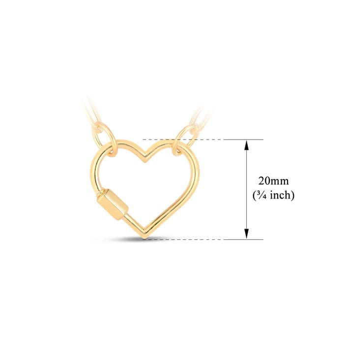 14 Karat Yellow Gold Heart Paperclip Chain Necklace, 18 Inches