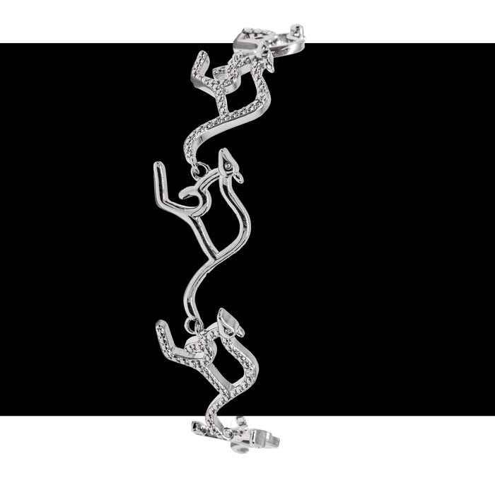 Diamond Accent Kangaroo Adjustable Bolo Bracelet In Platinum Overlay, 7-10 Inches