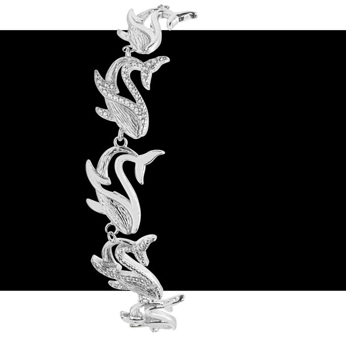 Diamond Accent Whale Adjustable Bolo Bracelet In Platinum Overlay, 7-10 Inches