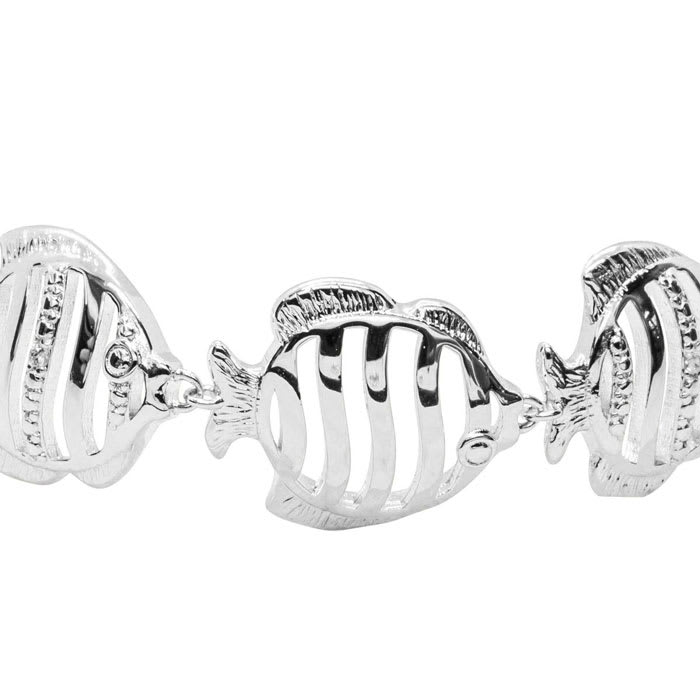 Diamond Accent Fish Adjustable Bolo Bracelet In Platinum Overlay, 7-10 Inches