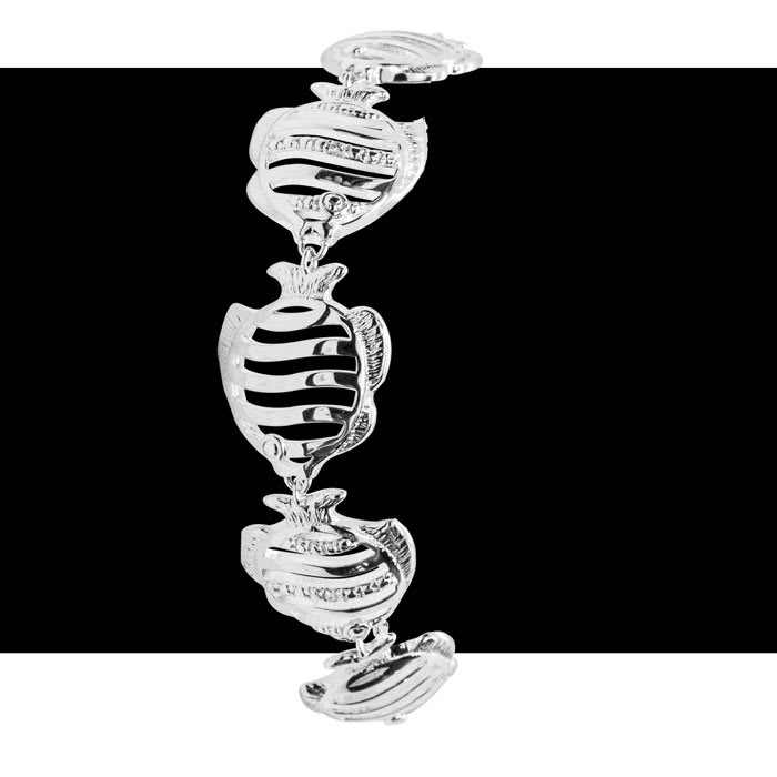 Diamond Accent Fish Adjustable Bolo Bracelet In Platinum Overlay, 7-10 Inches