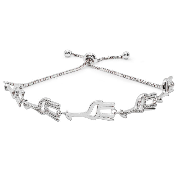 Diamond Accent Giraffe Adjustable Bolo Bracelet In Platinum Overlay, 7-10 Inches