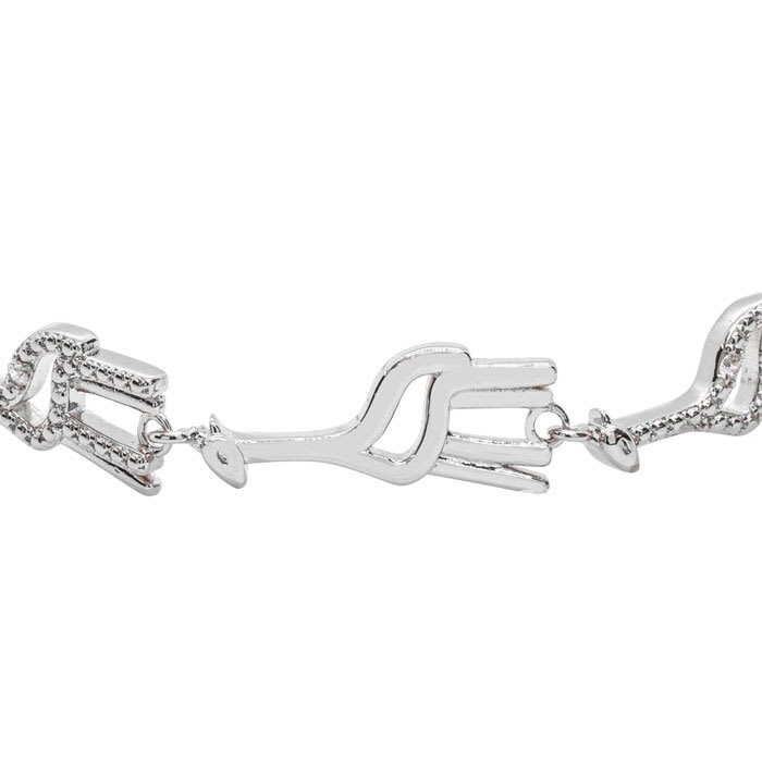Diamond Accent Giraffe Adjustable Bolo Bracelet In Platinum Overlay, 7-10 Inches