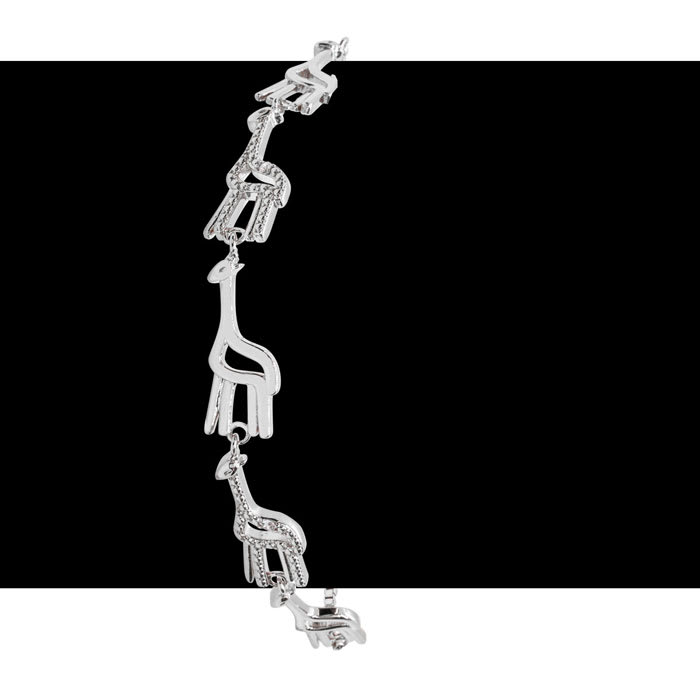 Diamond Accent Giraffe Adjustable Bolo Bracelet In Platinum Overlay, 7-10 Inches