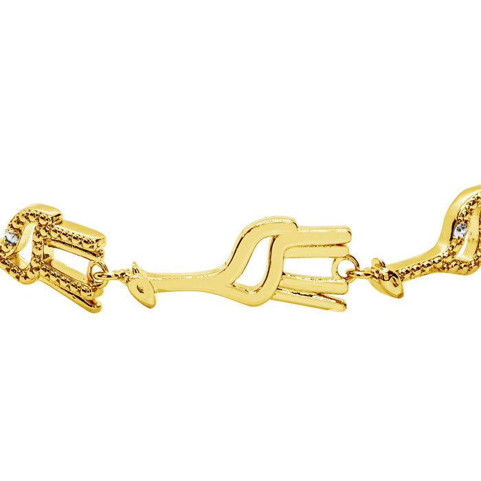 Diamond Accent Giraffe Adjustable Bolo Bracelet In Yellow Gold Overlay, 7-10 Inches