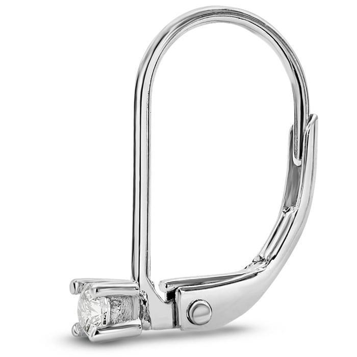 0.06 Carat Diamond Leverback Earrings In Sterling Silver, 1/2 Inch