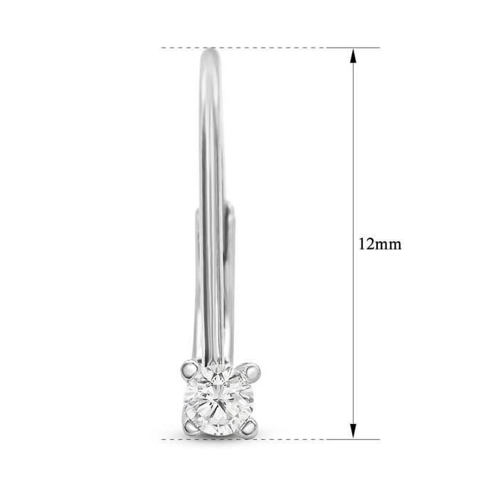 0.06 Carat Diamond Leverback Earrings In Sterling Silver, 1/2 Inch