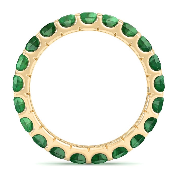 1 Carat Round Emerald Eternity Ring In 14 Karat Yellow Gold, Ring Size 7