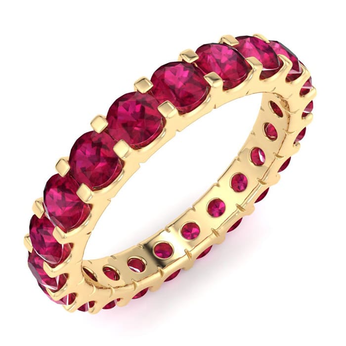 1 Carat Round Ruby Eternity Ring In 14 Karat Yellow Gold, Ring Size 6.5