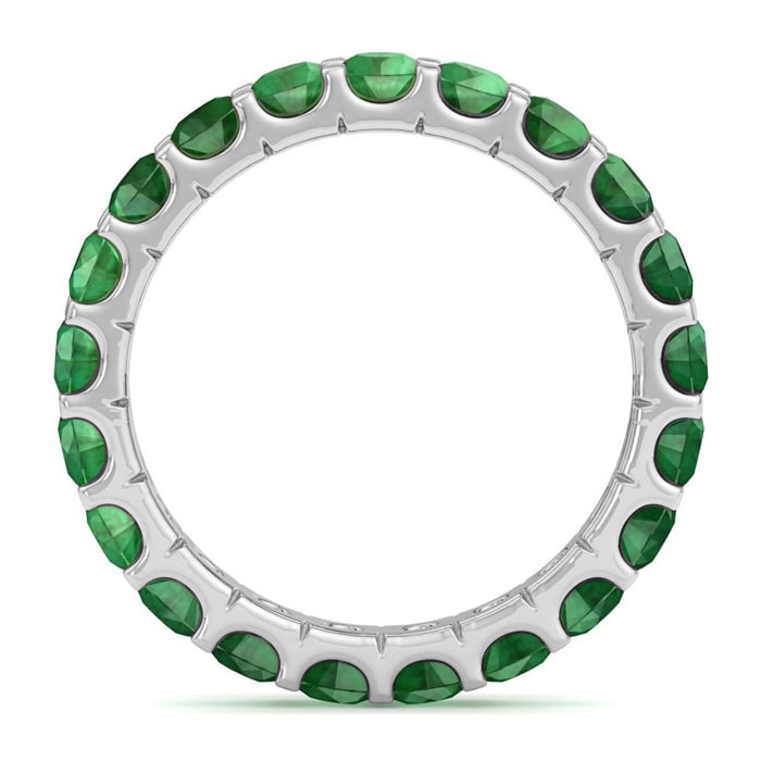 2 Carat Round Emerald Eternity Ring In Platinum, Ring Size 5