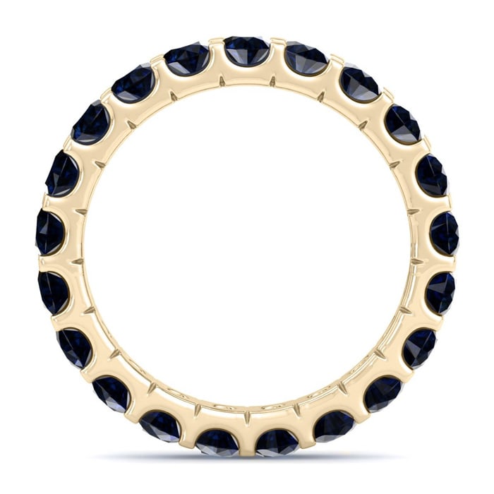 2 Carat Round Sapphire Eternity Ring In 14 Karat Yellow Gold, Ring Size 8