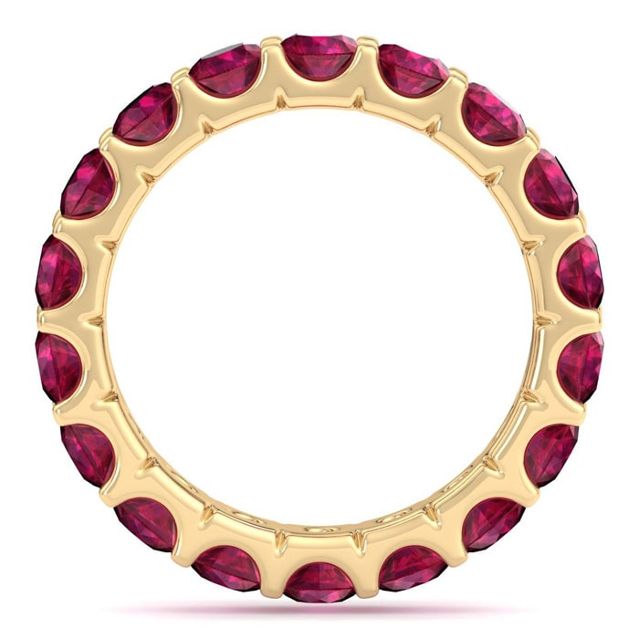 3 Carat Round Ruby Eternity Ring In 14 Karat Yellow Gold, Ring Size 6.5
