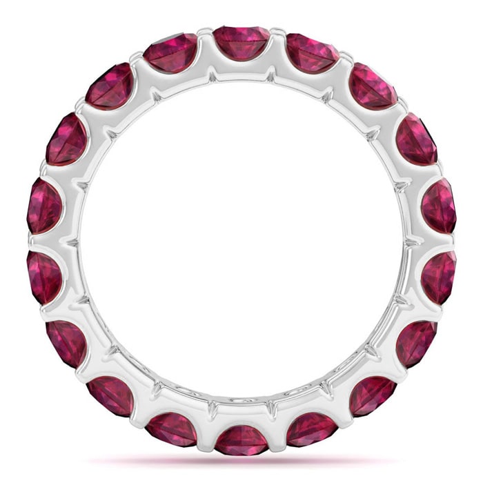 3 Carat Round Ruby Eternity Ring In Platinum, Ring Size 8