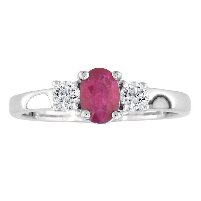 1.20ct Fine Quality Ruby and Diamond Ring in 14k White Gold