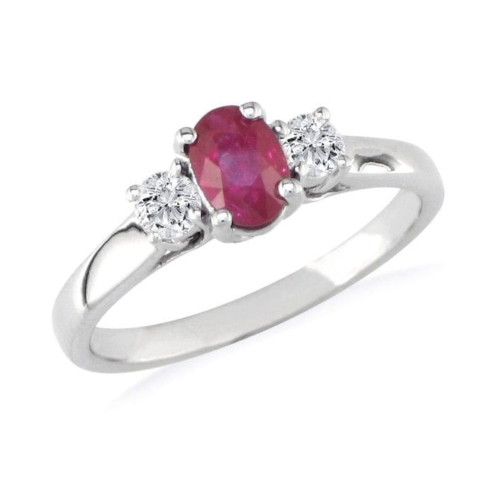 1.20ct Fine Quality Ruby and Diamond Ring in 14k White Gold
