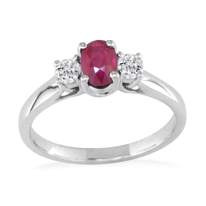 1.20ct Fine Quality Ruby and Diamond Ring in 14k White Gold
