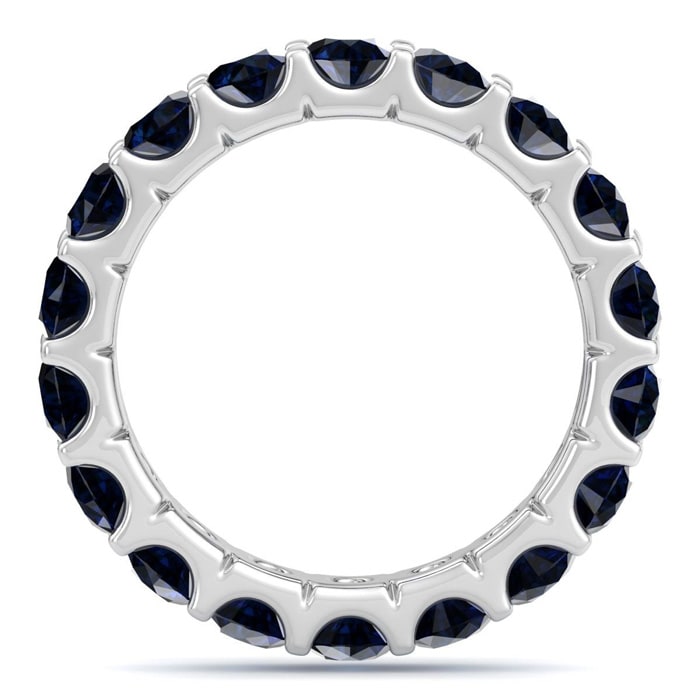 3 Carat Round Sapphire Eternity Ring In 14 Karat White Gold, Ring Size 6.5