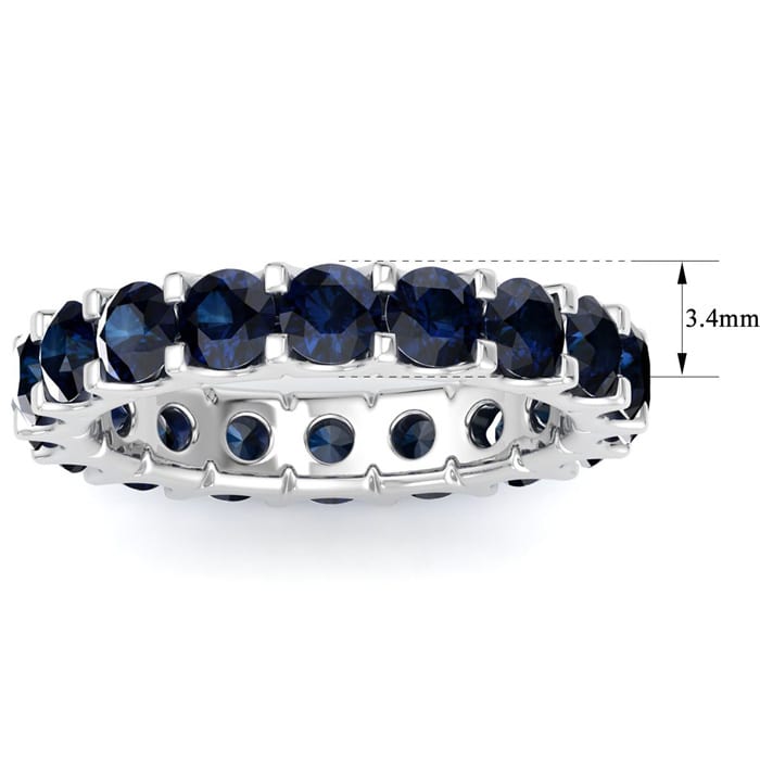 3 Carat Round Sapphire Eternity Ring In 14 Karat White Gold, Ring Size 9.5