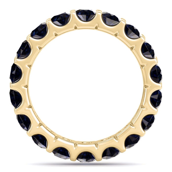 3 Carat Round Sapphire Eternity Ring In 14 Karat Yellow Gold, Ring Size 9