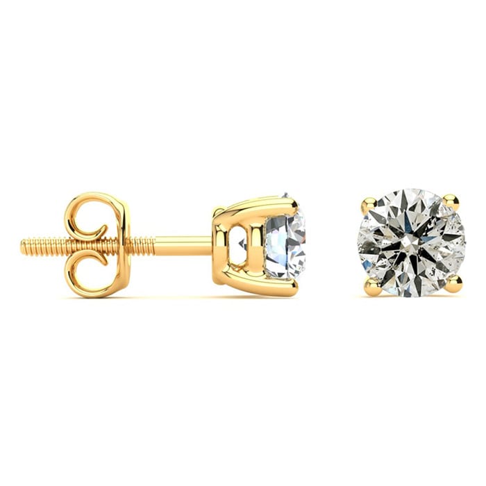 2.50 Carat Diamond Stud Earrings In 14 Karat Yellow Gold. Extremely Limited Very Rare Large Carat Weight At A Very Special Price
