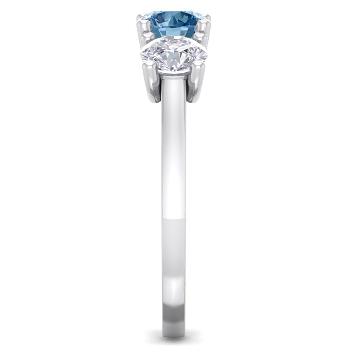 2 Carat Blue Diamond Three Diamond Ring In 14 Karat White Gold