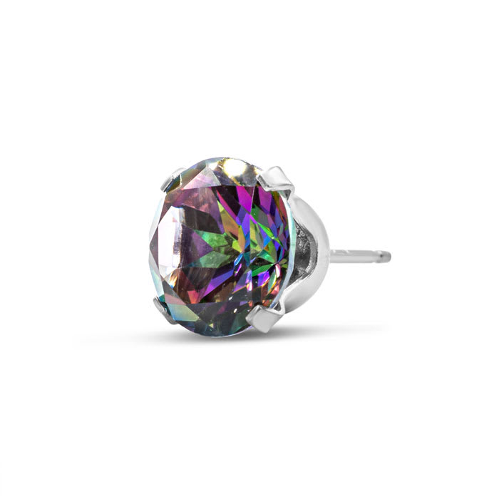 3 Carat Mystic Topaz Earrings In Sterling Silver, 8MM