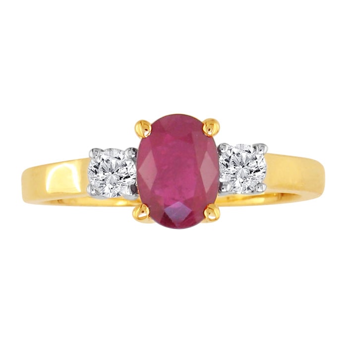 1.20ct Fine Quality Ruby and Diamond Ring in 14k Yellow Gold