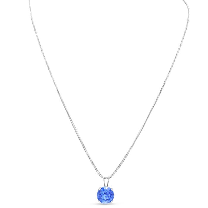 1 1/2 Carat Tanzanite Necklace In Sterling Silver, 8MM
