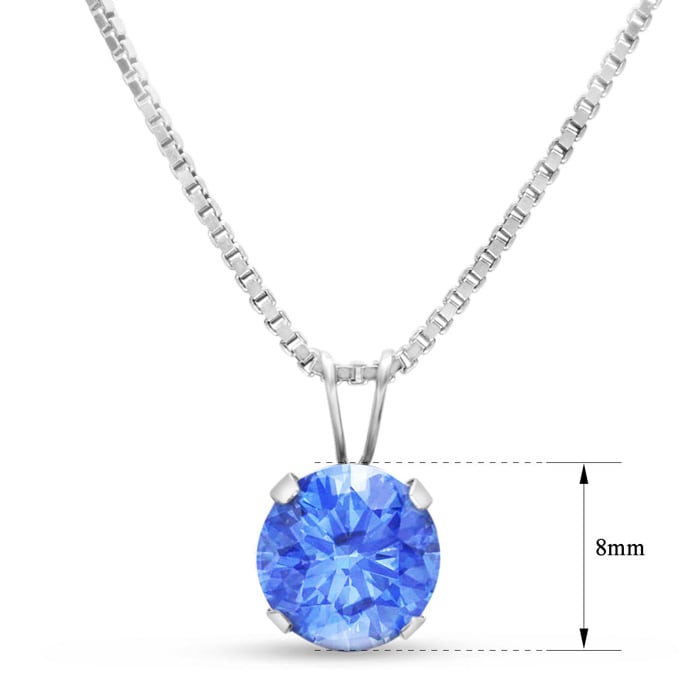 1 1/2 Carat Tanzanite Necklace In Sterling Silver, 8MM