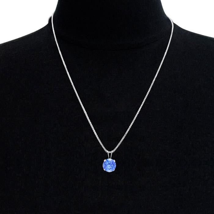 1 1/2 Carat Tanzanite Necklace In Sterling Silver, 8MM
