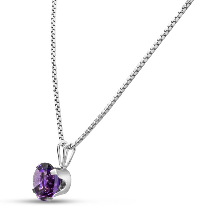 1 1/2 Carat Amethyst Necklace In Sterling Silver, 8MM