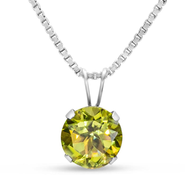 1 1/2 Carat Peridot Necklace In Sterling Silver, 8MM