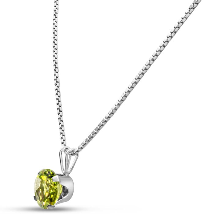 1 1/2 Carat Peridot Necklace In Sterling Silver, 8MM