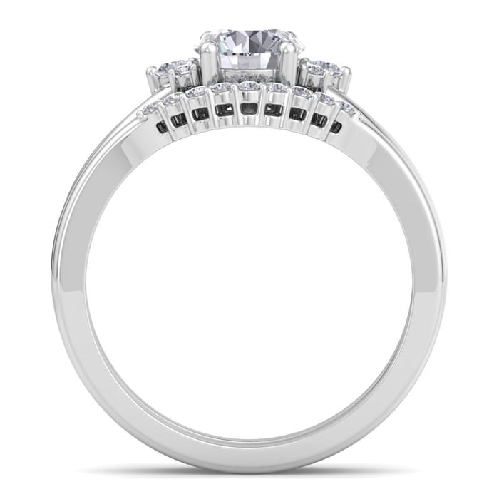 1 1/5 Carat Diamond Bridal Set With Crown In 14 Karat White Gold