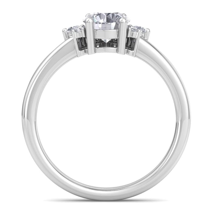 Moissanite Engagement Ring; 1/10 Carat Matching V Crown Moissanite Wedding Band Ring In 14 Karat White Gold
