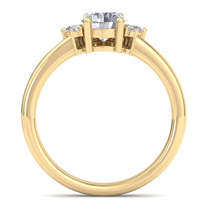 Moissanite Engagement Ring; 1/10 Carat Matching V Crown Moissanite Wedding Band Ring In 14 Karat Yellow Gold