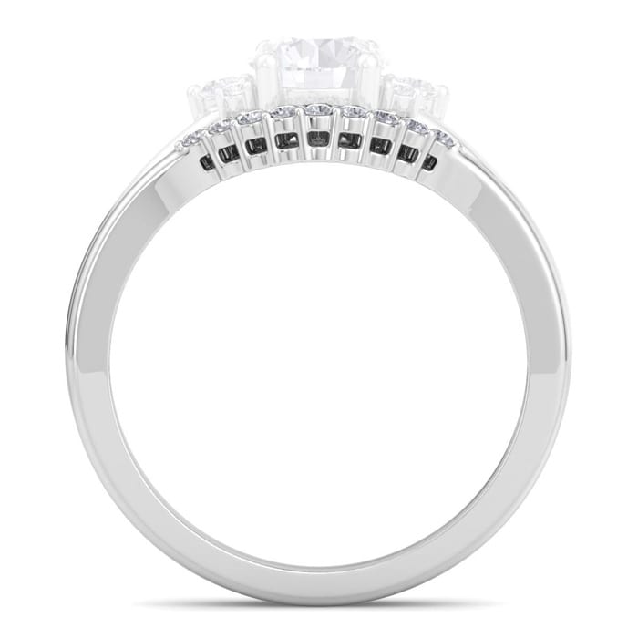 1/10 Carat Matching C Crown Diamond Wedding Band Ring In 14 Karat White Gold