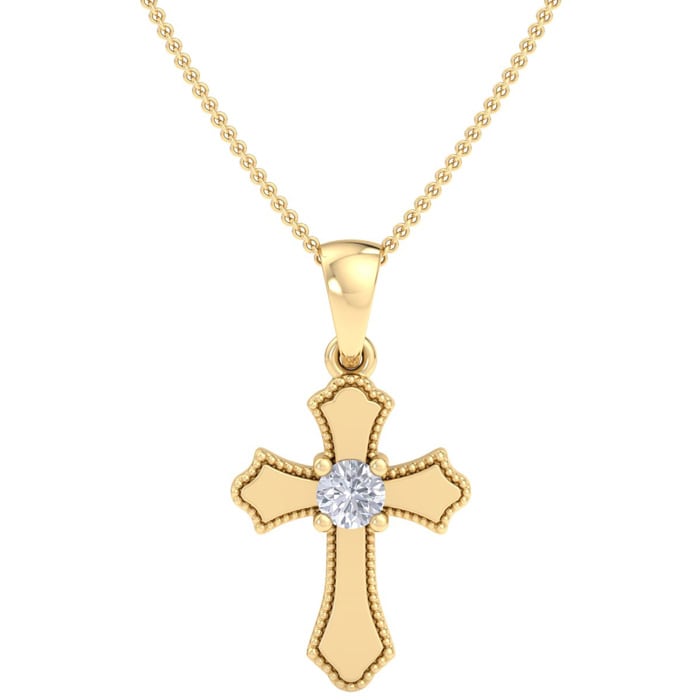 Diamond Cross Necklace | 1/14ct Diamond Cross Pendant in 10k